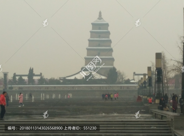 西安,大雁塔,商務(wù),花卉,雪