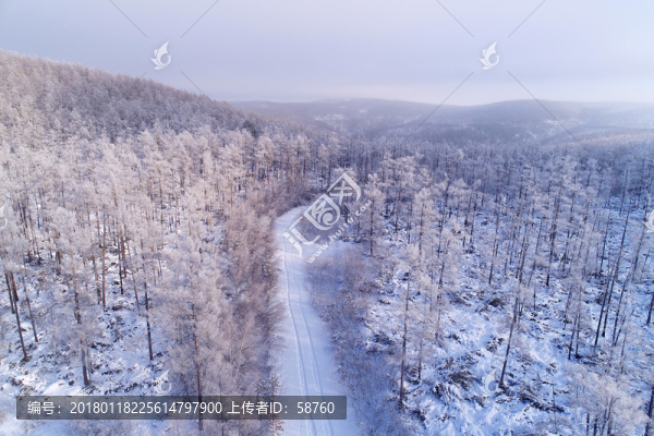 林海雪原山路,航拍