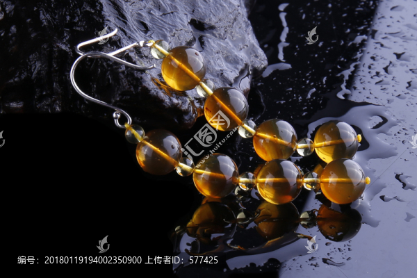 緬甸琥珀耳墜