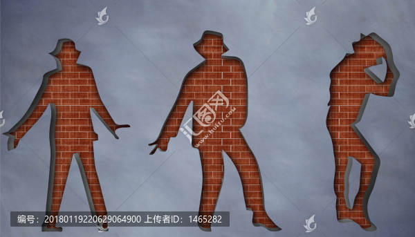3D紅磚白墻背景圖