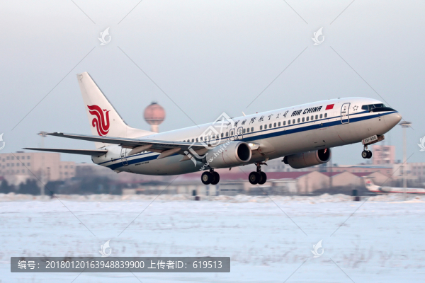 飛機起飛,雪地,中國國際航空