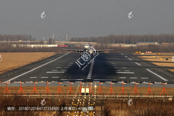飛機(jī)起飛,機(jī)場(chǎng)跑道,全景