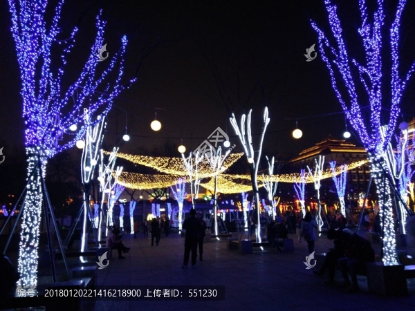 西安,鐘樓,鼓樓,周邊,夜景