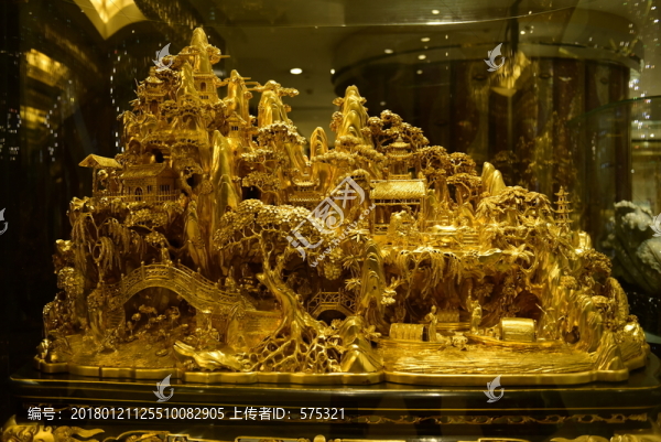 黃金雕塑山水樓閣