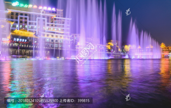 恩施,宣恩,夜景,噴泉
