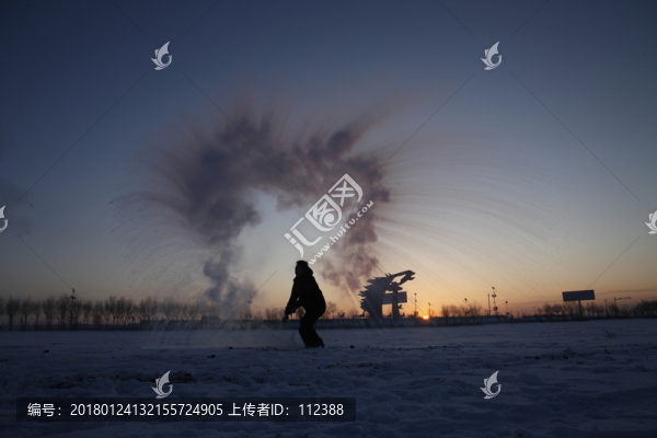 潑水成冰,冬季,戶外,大興安嶺