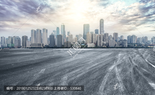 城市道路廣場(chǎng)和建筑景觀天際線