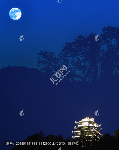 夜色古塔