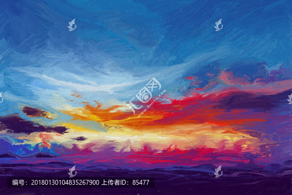 火燒云油畫,冰與火裝飾畫
