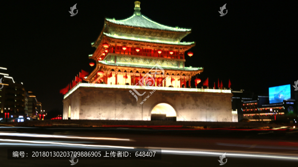 西安鐘樓高清夜景