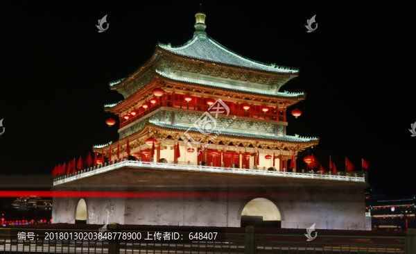 西安鐘樓高清夜景