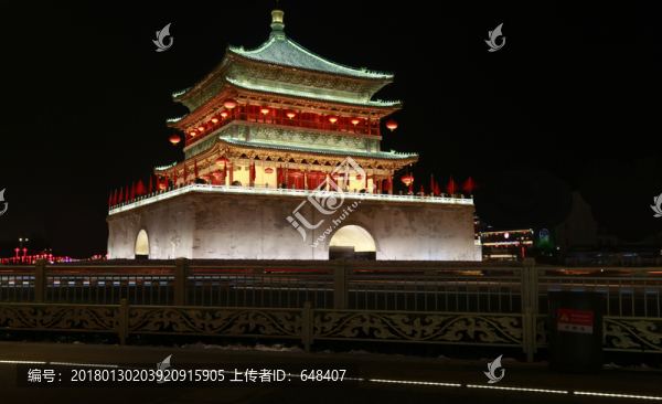 西安鐘樓高清夜景