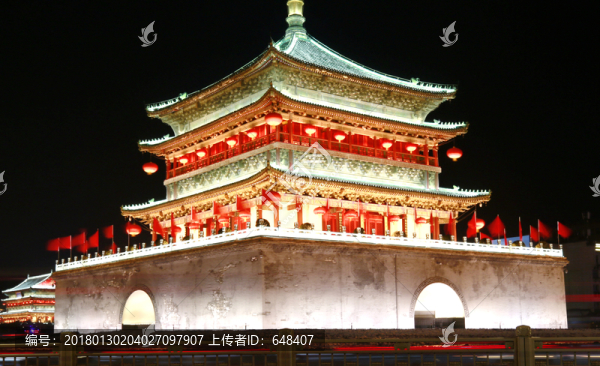 西安鐘樓高清夜景