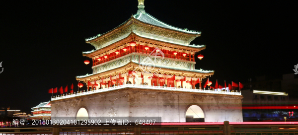 西安鐘樓高清夜景