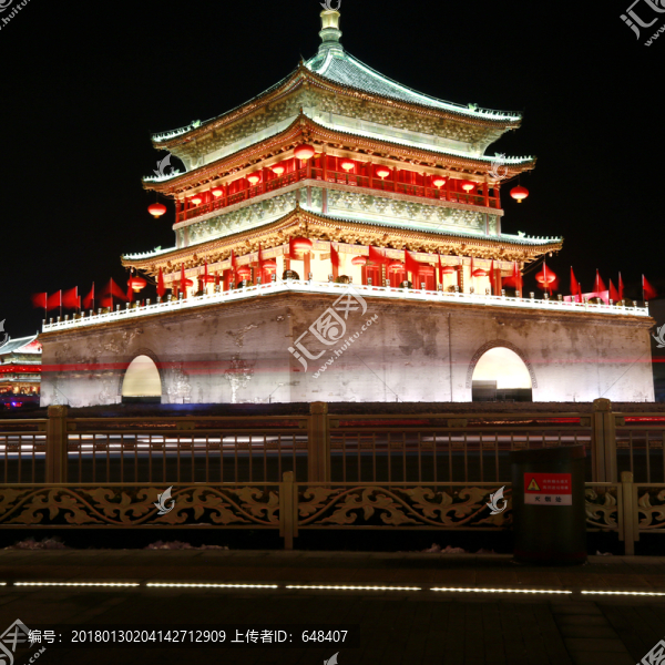西安鐘樓高清夜景