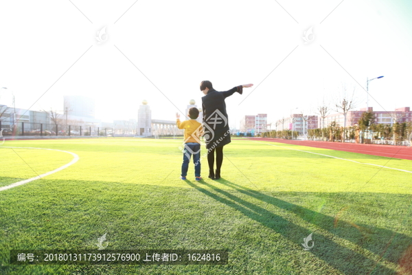 母子,幸福,快樂,草坪