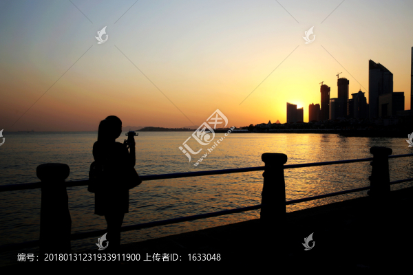 青島海濱夕陽
