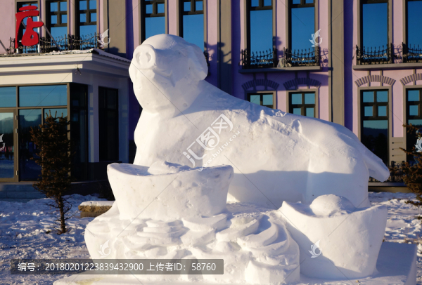 雪雕十二生肖,豬