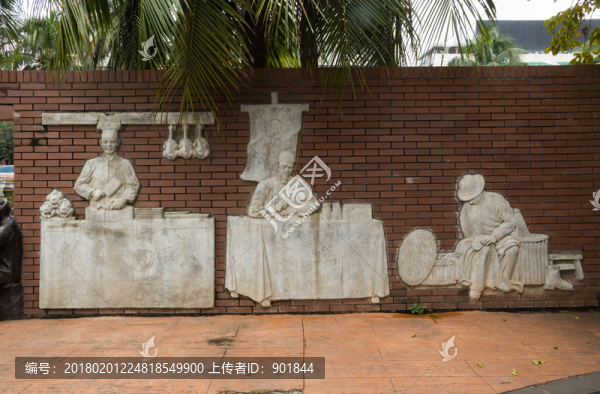 海南文昌文南老街民俗雕塑