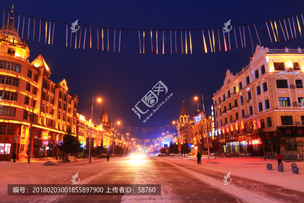 城市風(fēng)光,雪夜街道