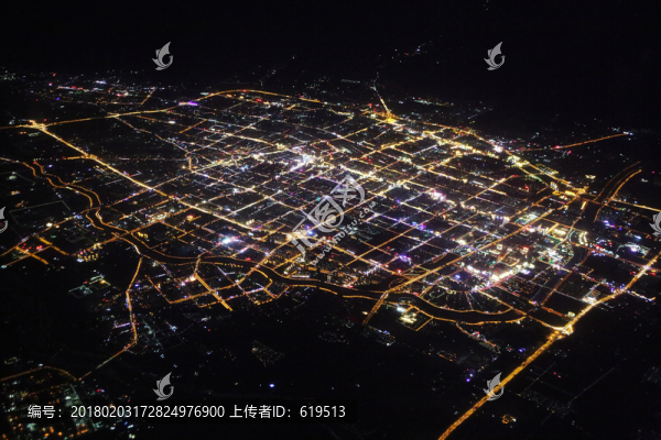 俯瞰,呼和浩特,夜景,全景