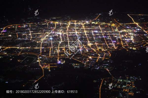 俯瞰,呼和浩特,夜景,全景