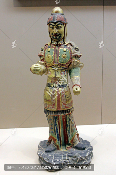 彩繪貼金武官俑