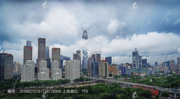 北京CBD全景,云中的中國尊