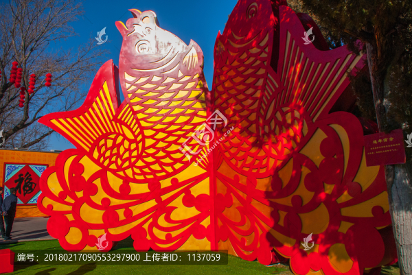 北京地壇廟會(huì),紅燈籠,年年有余