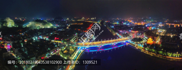 桂林漓江夜景航拍