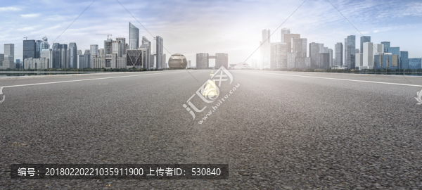 杭州城市道路摩天大樓天際線