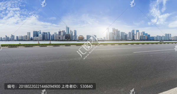 杭州城市道路摩天大樓天際線