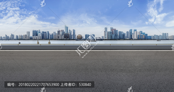 杭州城市道路摩天大樓天際線