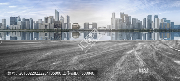杭州城市道路摩天大樓天際線