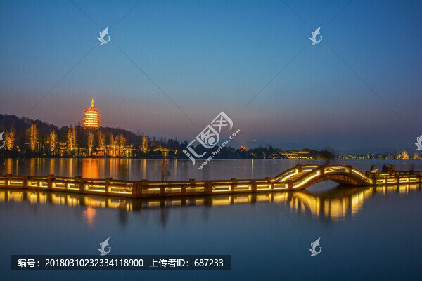 杭州西湖長橋夜色