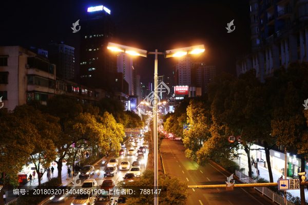 城市夜晚路燈,車流