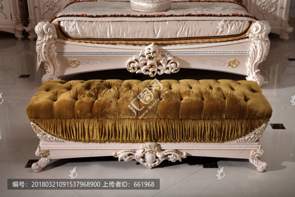 法式臥室,床尾凳,床尾正面特寫
