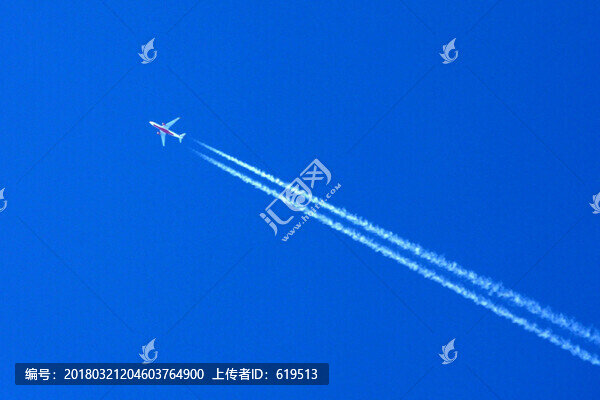 藍(lán)天,天空,飛機(jī),拉線