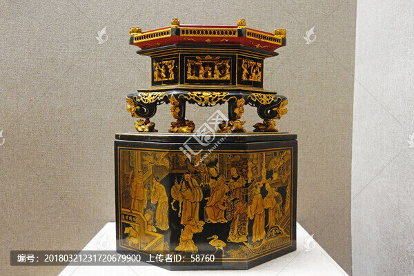 金漆木雕菱形饌盒,清代