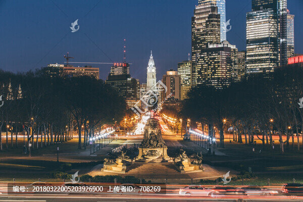 美國(guó)費(fèi)城弗蘭克林大道夜景