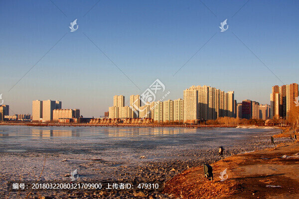 大慶,三永湖,樓房,城市,春