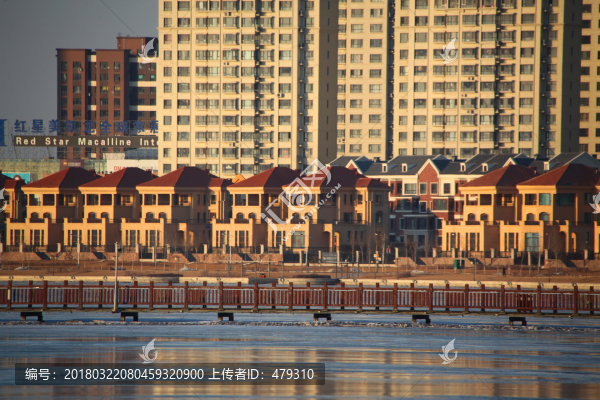 大慶,三永湖,樓房,城市,春