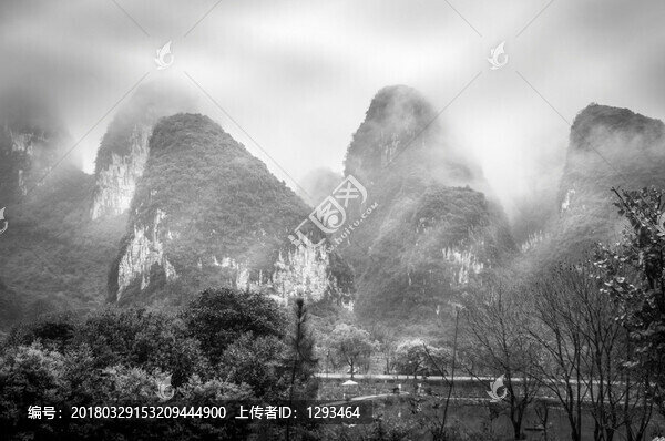霧色山景
