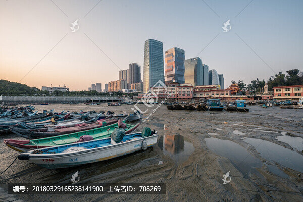 廈門海邊漁港黃昏風(fēng)景