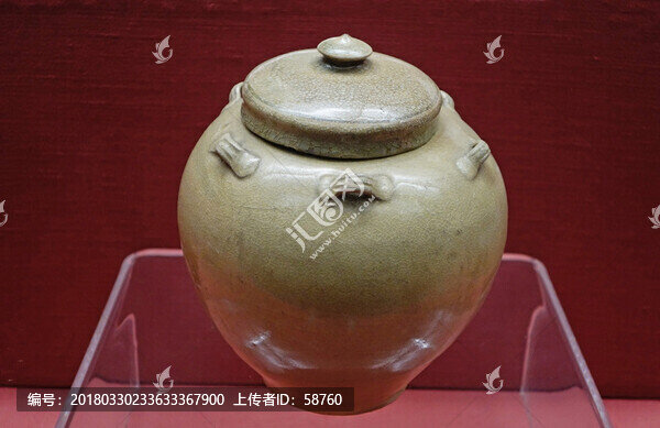 青釉六系蓋罐,南漢