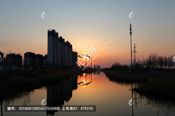 移動鐵塔,通訊,樓區(qū),晚霞