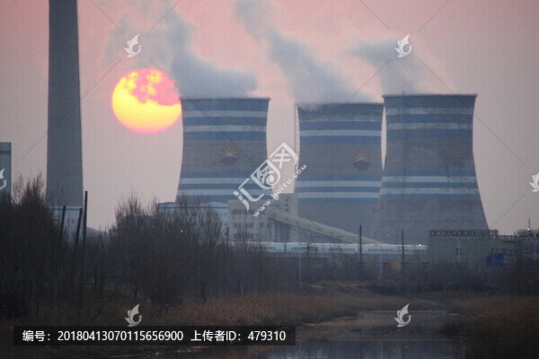 電廠,熱電廠,煙筒,電力
