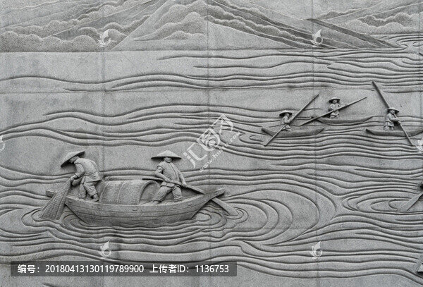 漁民生活浮雕