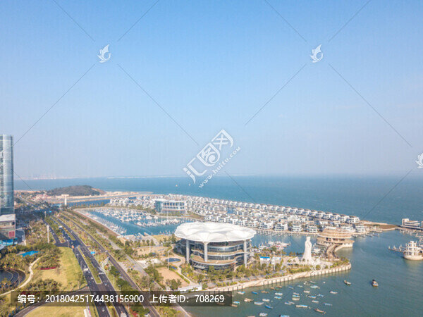 廈門海邊游艇港航拍風景