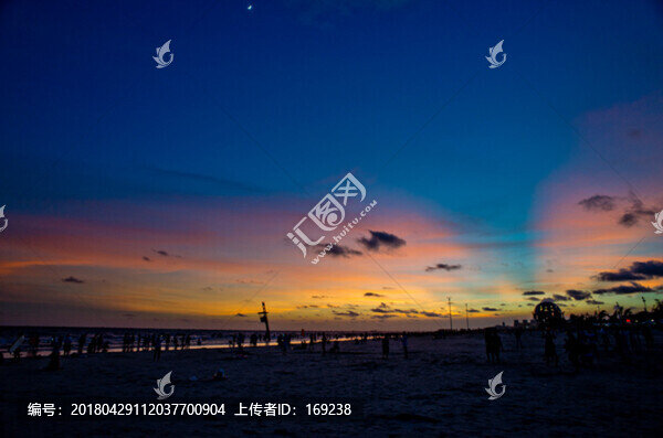 日落,海灘